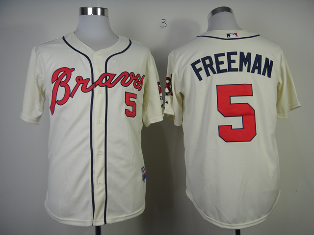 Men Atlanta Braves #5 Freeman Cream MLB Jerseys